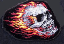 SKULL FLAMES Burning Skull OUTLAW MC 4.25 inch MC BIKER PATCH