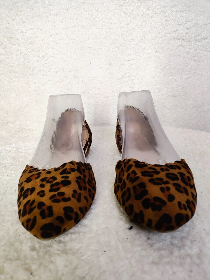 Zapatos sin cordones sintéticos con estampado de guepardo marrón 8 planos restringidos para mujer D'orsay Foto 2 de 4