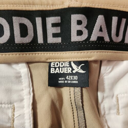 Pantalones clásicos chinos deportivos de pierna recta 42x30 Mr Flex WR Eddie Bauer para hombre nuevos con etiquetas - Imagen 3 de 6
