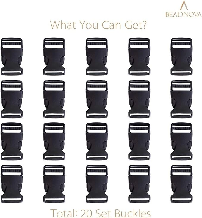 Hebillas de liberación lateral de plástico de 1 pulgada 1 lado plano clip de hebilla de liberación rápida paquete de 20 Foto 2 de 4