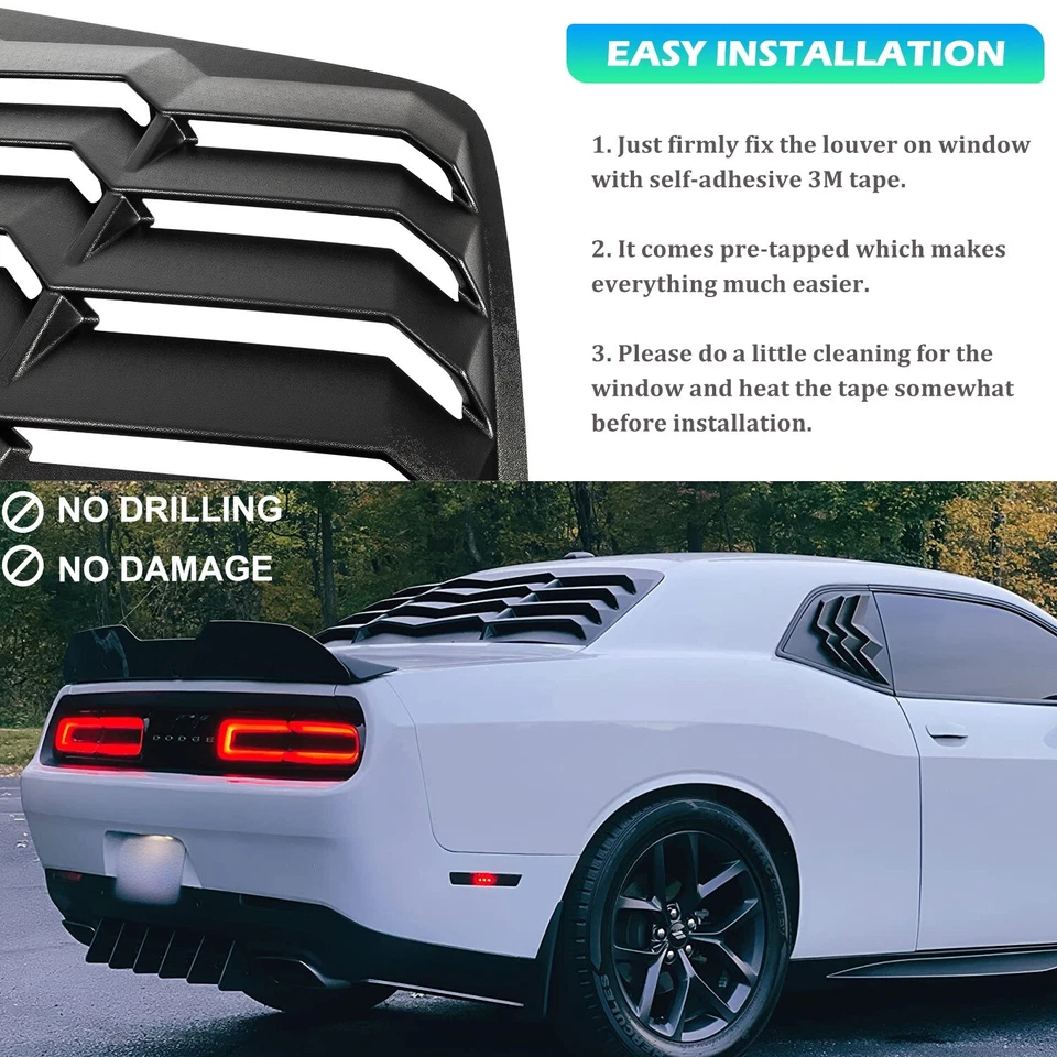Persiana de ventana trasera para Dodge Challenger 2008-2023 parabrisas parasol GT Lambo Foto 3 de 4