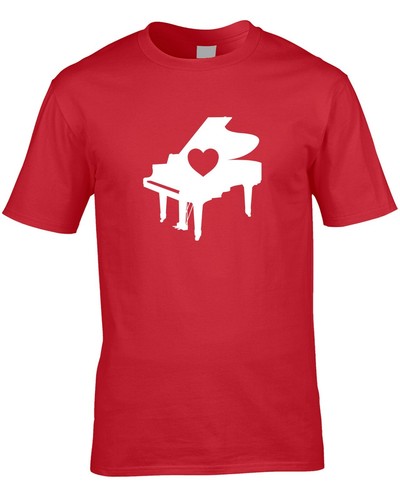 Grand Piano Heart Cool Men's T-Shirt Gift Music Pianist Teacher Best Player Love - Picture 6 of 10