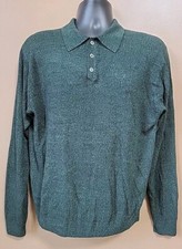 DOCKERS Men's Pullover Sweater Heather Green Long Sleeve 100 Acrylic  Large