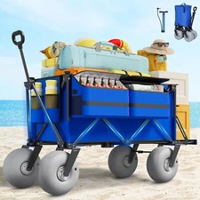 41.5"x24.2"x43.3" Beach Wagon With Big Wheels For Sand Collapsible Wagons Carts