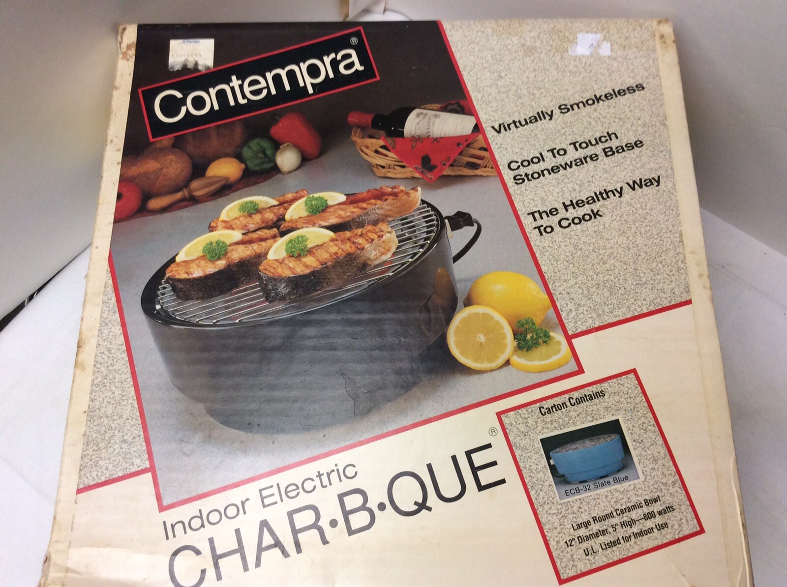 Contempra Indoor Electric Char B Que Grill Smokeless ECB32 Stoneware