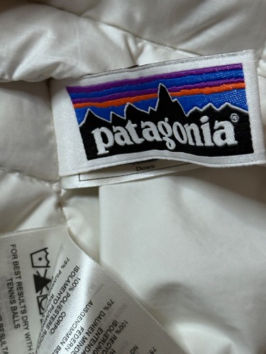 Patagonia Vest S (7-8) Boys White Ivory Trim Sweater Puffer Jacket Goose Down - Picture 9 of 10