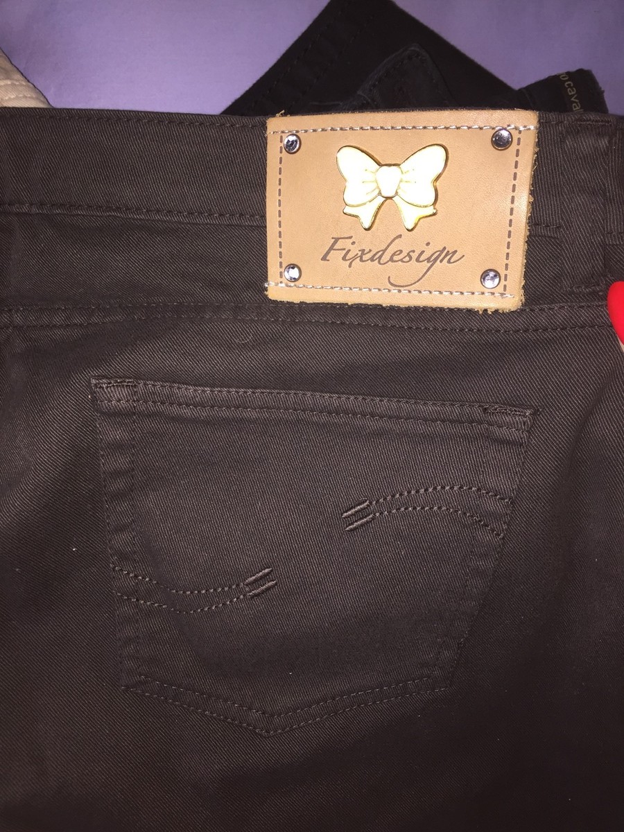 PANTALONE SLIM ATELIER FIX DESIGN MARRONE CIONDOLO PELLICCIA TG