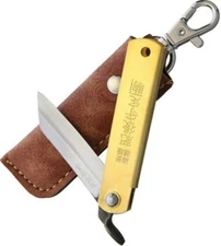 Higonokami Folder Folding Knife 2" Blue Paper Steel Blade Brass Handle HIGO75BRS