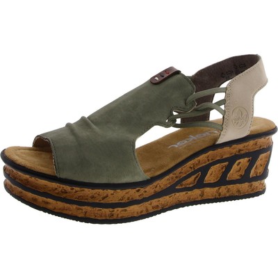 Rieker Womens Rose 75 Green Casual Wedge Sandals Shoes 38 Medium (B,M) BHFO 4214