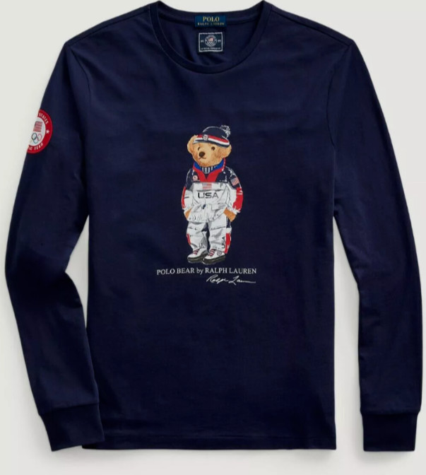 Polo Ralph Lauren Mens Navy Team USA Polo Bear Olympic T Tee Shirt Sweater NWT