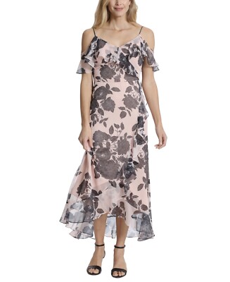 London Times Petites Womens Printed Maxi Maxi Dress, Blush/Black