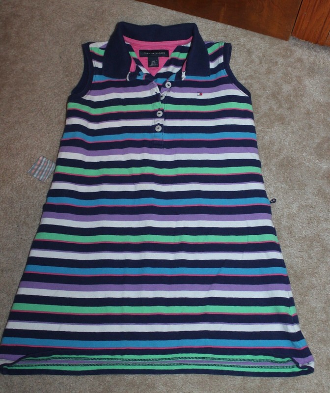 TOMMY HILFIGER Girls' Size 6-7 POLO DRESS (sleeveless; multicolor stripe) EUC