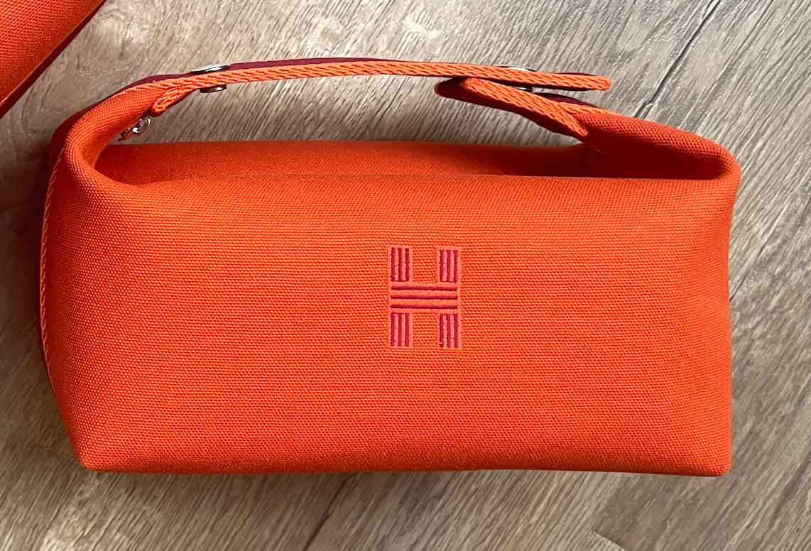 NEW HERMES Bride a Brac PM Small Orange Feu Toile Canvas
