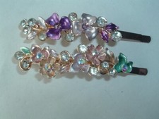 RHINESTONE FLOWER METAL BOBBY PINS HAIR PIN BARRETTES UP DO HAIR ACCESSORY