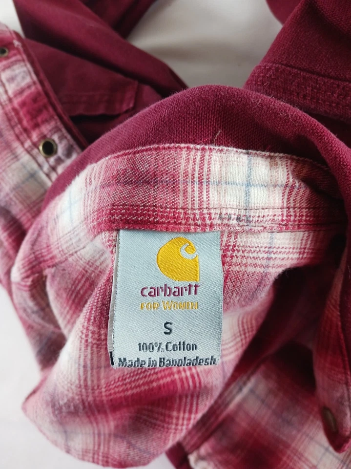 Carhartt Canvas Size S flannel lined long sleeve shirt. Dark red. - Image 4 of 4