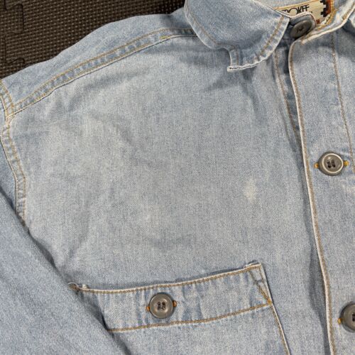 Vintage 90s Cherokee Denim Shirt Mens Medium Blue Button Up Embroidered Indian - Picture 10 of 12