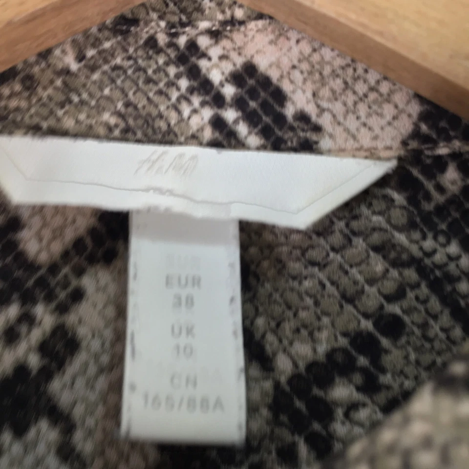 H&M Mujer Camisa Abotonada Talla 10 Beige Piel Serpiente Manga Larga Cuello 099105 Foto 3 de 4