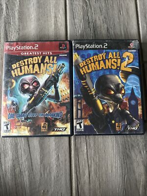 Destroy All Humans 1 and 2 (Sony PlayStation 2, 2005) PS2 Complete CIB Lot Set