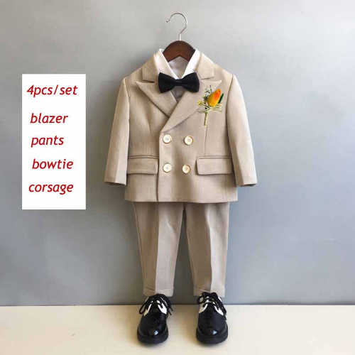 Child Formal Dress Suit Boys Birthday Costume Kids Jacket Pants Bowtie Clothes - Picture 17 of 42