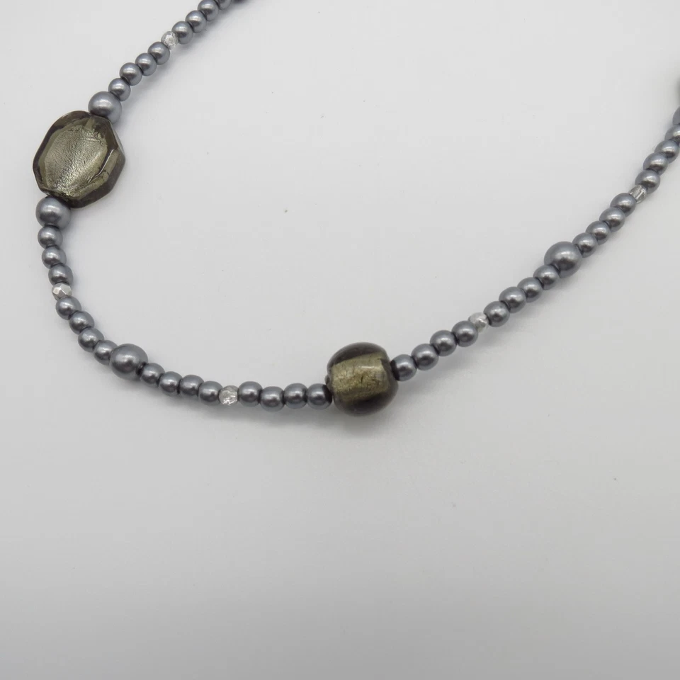 Coldwater Creek 灰色玻璃泡沫串珠项链波西米亚 27 * — 第 3/4 张图片