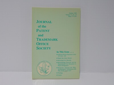Journal Of The Patent And Trademark Office Society Journal Vol 71 No 10 Oct 1989
