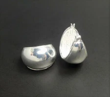 Minimal Chic Polished Sterling Silver Small Wide Tapered Huggie Hoop Earrings