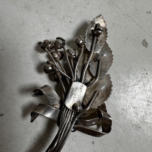 Vintage Jacques Hobe Women's Sterling Silver Rose Bouquet Pinback Brooch Classic - Picture 3 of 6