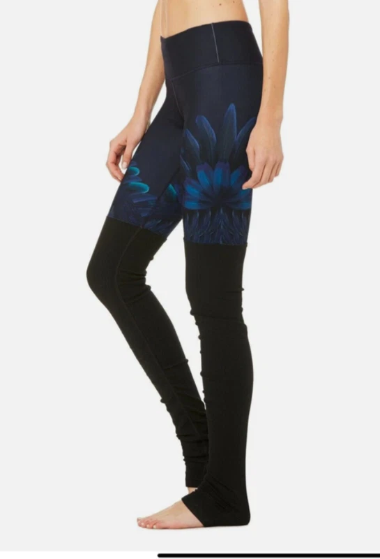 alo-yoga goddess ribbed gypset mid rise w5452r peacock tropical d61 leggings
