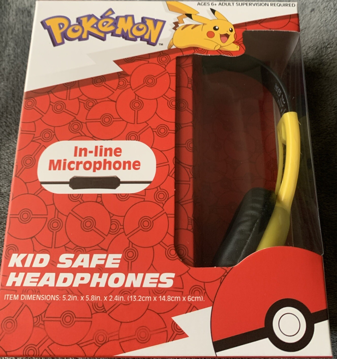 Pokémon Kid-Safe Headphones With In-Line Mic. new Back To School