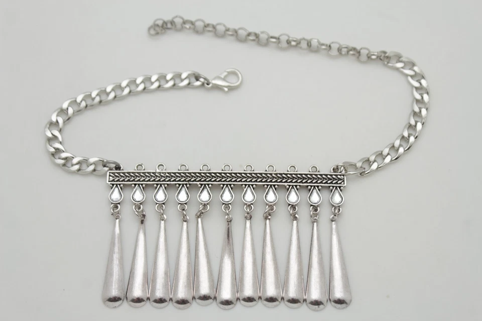 Women Silver Metal Chain Boot Western Shoe Jewelry Bling Bracelet Long Drops - Изображение 4 из 4