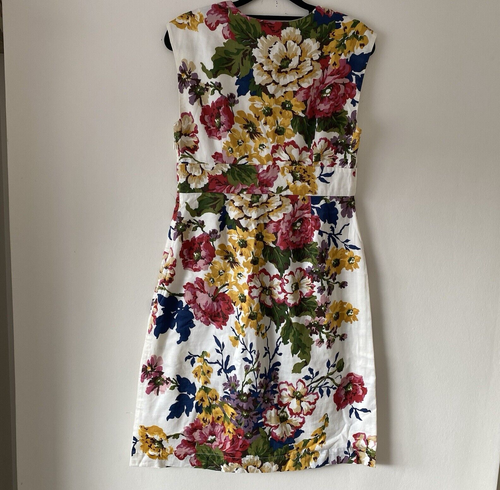 JOULES 100% Cotton Floral Creme Multicolour Floral V Neck Knee Length Dress UK10 - Picture 5 of 7