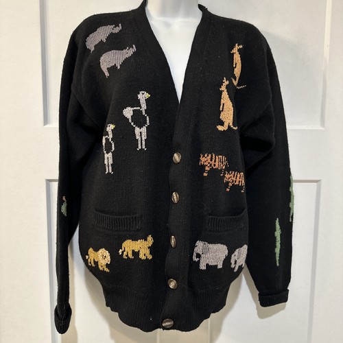 Vintage Mark Shale Noah’s Ark Embroidered Lambswool Cardigan Size Small - Picture 2 of 8