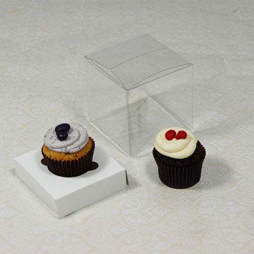 25 counts x 7.5cm(3 inches) Clear Mini Cupcake Boxes with white nsert - Picture 2 of 3