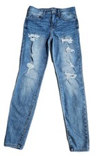 Maurices Everflex High Rise Skinny Stretch Blue Jeans Womens 6R Distressed