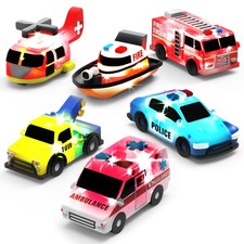 Tub Works  Emergency  Cars Light Up Bath Toys 6 Pack Water Activated Light Up