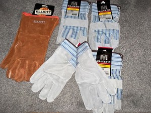 Majestic Leather Palm Work Glove Large 4 Pair & 1 Long Leather Work Glove NEW