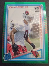 2025 Panini Donruss Optic Will Johnson #247 Green Prizm Rookie Card RC. rookie card picture