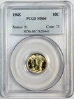 1945 P Mercury Dime PCGS MS-66
