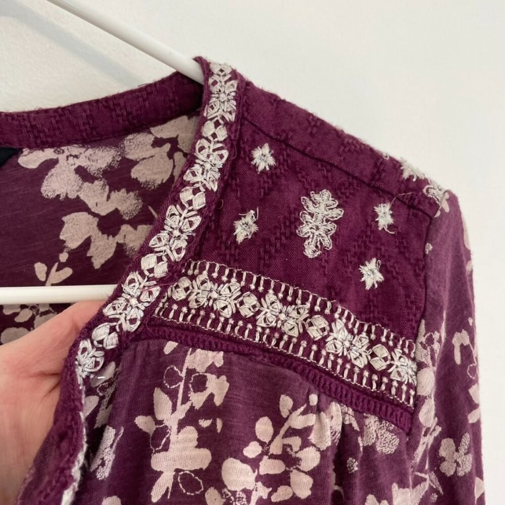 LUCKY BRAND Plus Size Split Neck Embroidered Peas… - image 5