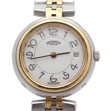 Reloj HERMES Perfil Fecha Dos Tonos Esfera Blanca Cuarzo Damas JAPÓN Original Beit