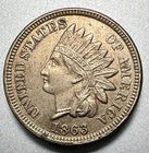 1863  INDIAN CENT   AU+ DETAILS  #2078