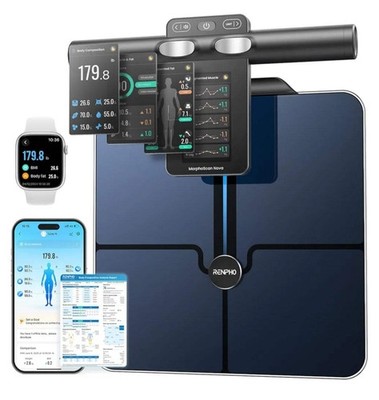 Smart Scale 8-Electrode Body Composition with BMI, Body Fat, Muscle Mass, Rechar