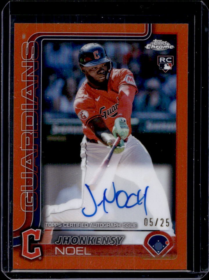 2025 Topps Chrome Jhonkensy Noel Rookie Auto RC Orange Refractor #5/25 Guardians