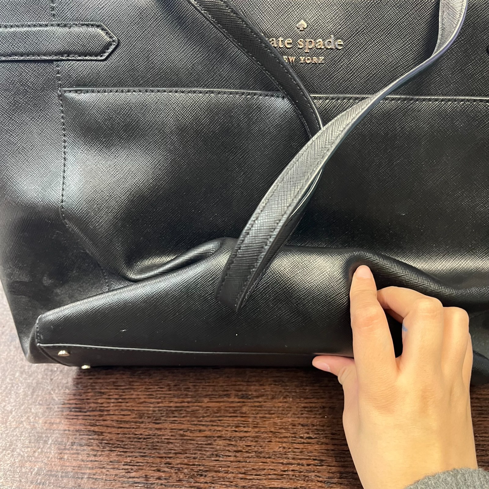 Kate Spade Women's Saffiano Leather Tote Bag Black Large Shoulder Purse Work thumbnail 13