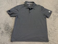 Adidas Golf Polo Shirt Mens XL Navy Blue Striped Short Sleeve Active Performance