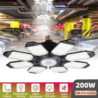 Verformbare LED Deckenleuchte 200W Garagenlampe Helle Werkstatt Leuchte DHL