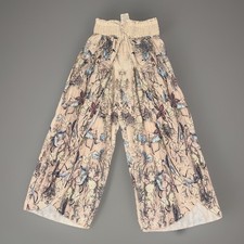 Women s Floral Wide Leg Pants / Elastic Waist / Medium / Hippie / New