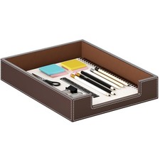 Leather Letter Tray, Elegant Desk Organizer for Office Supplies, Mail, Paper,...