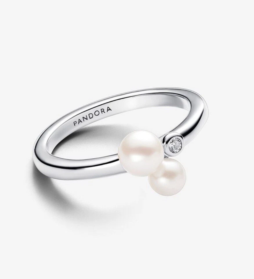 Anillo PANDORA Duo Perlas y Piedra Plata 193156C01 Foto 4 de 4