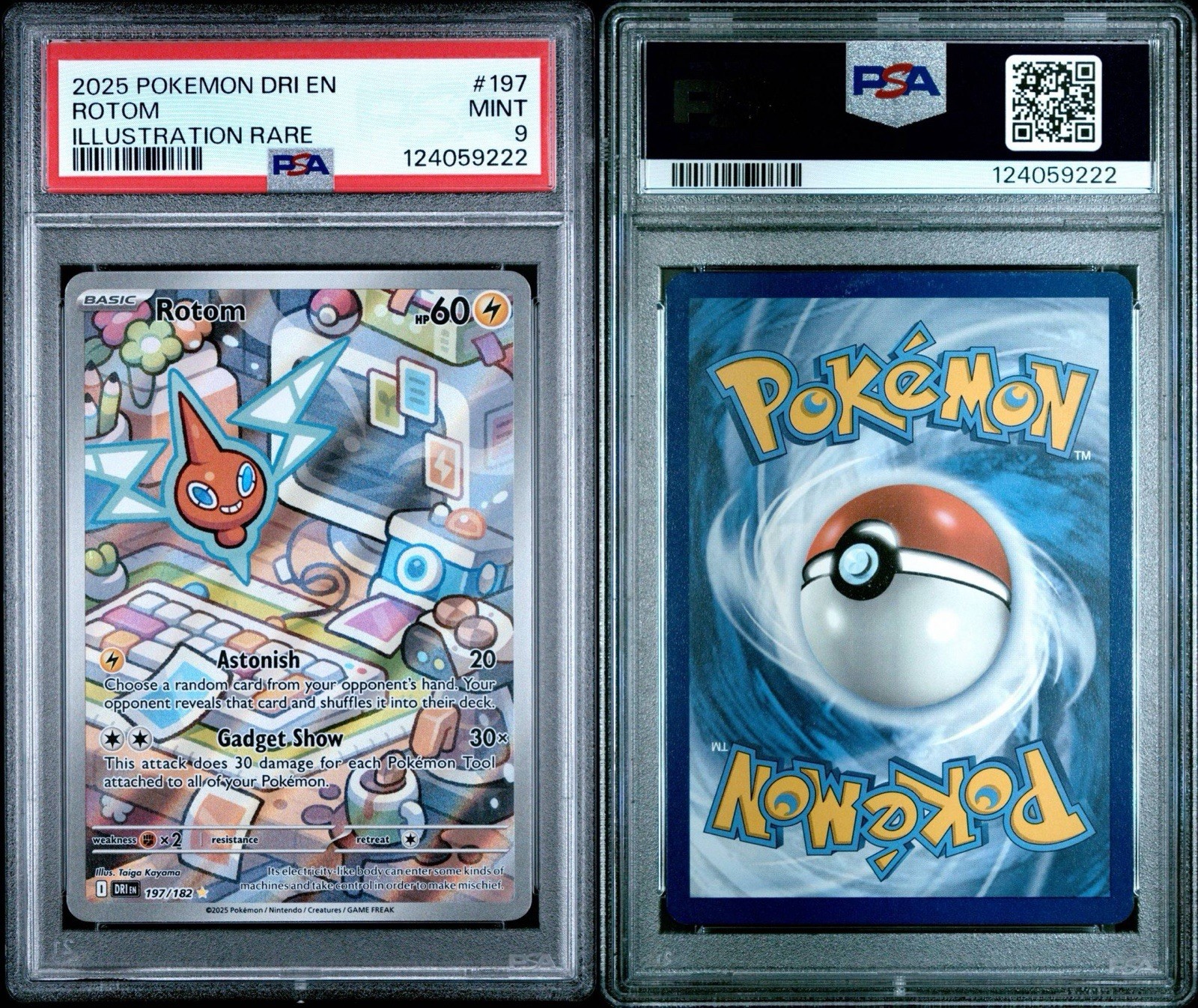 2025 POKEMON DRI EN-DESTINED RIVALS ILLUSTRATION RARE #197 ROTOM PSA 9